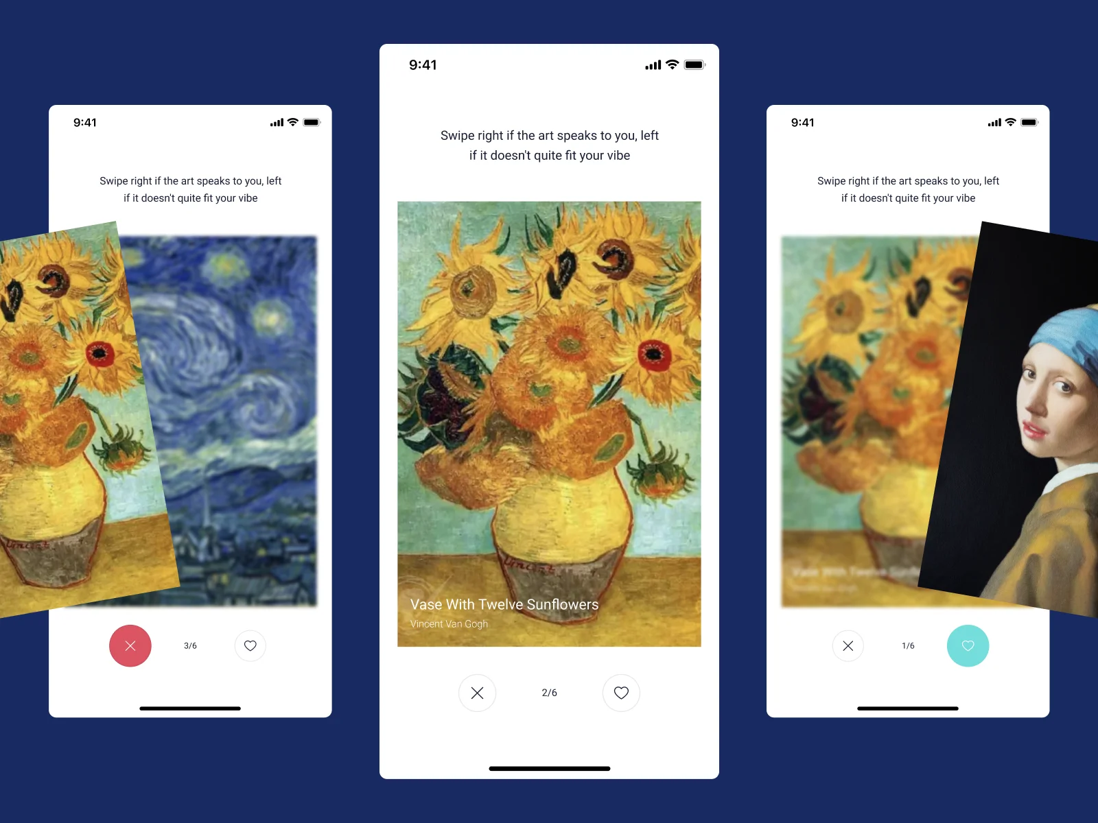 Mobile app onboarding - Swipe-based art personalization
